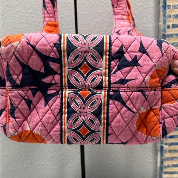 Vera Bradley Loves Me Daisy Side by Side Pink and Orange Quilted Tote Bag EUC - Picture 8 of 8